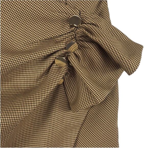 N12H Houndstooth Skirt S Exhibitionist Wrap Assym Ruffle Boho Fairy Acubi City - Picture 7 of 12